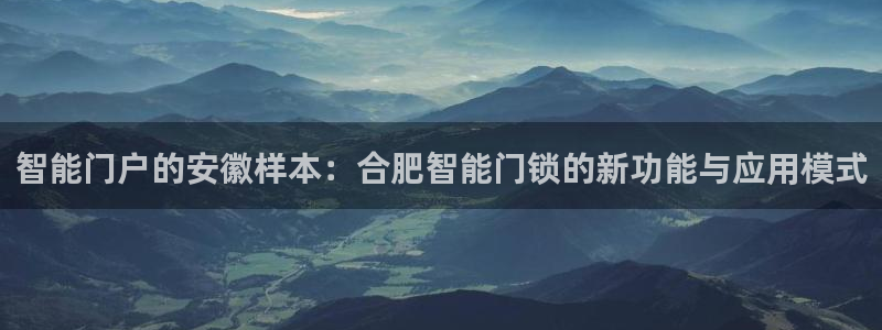 富联娱乐主管鳅天神779O3：智能门户的安徽样本：合肥智能门